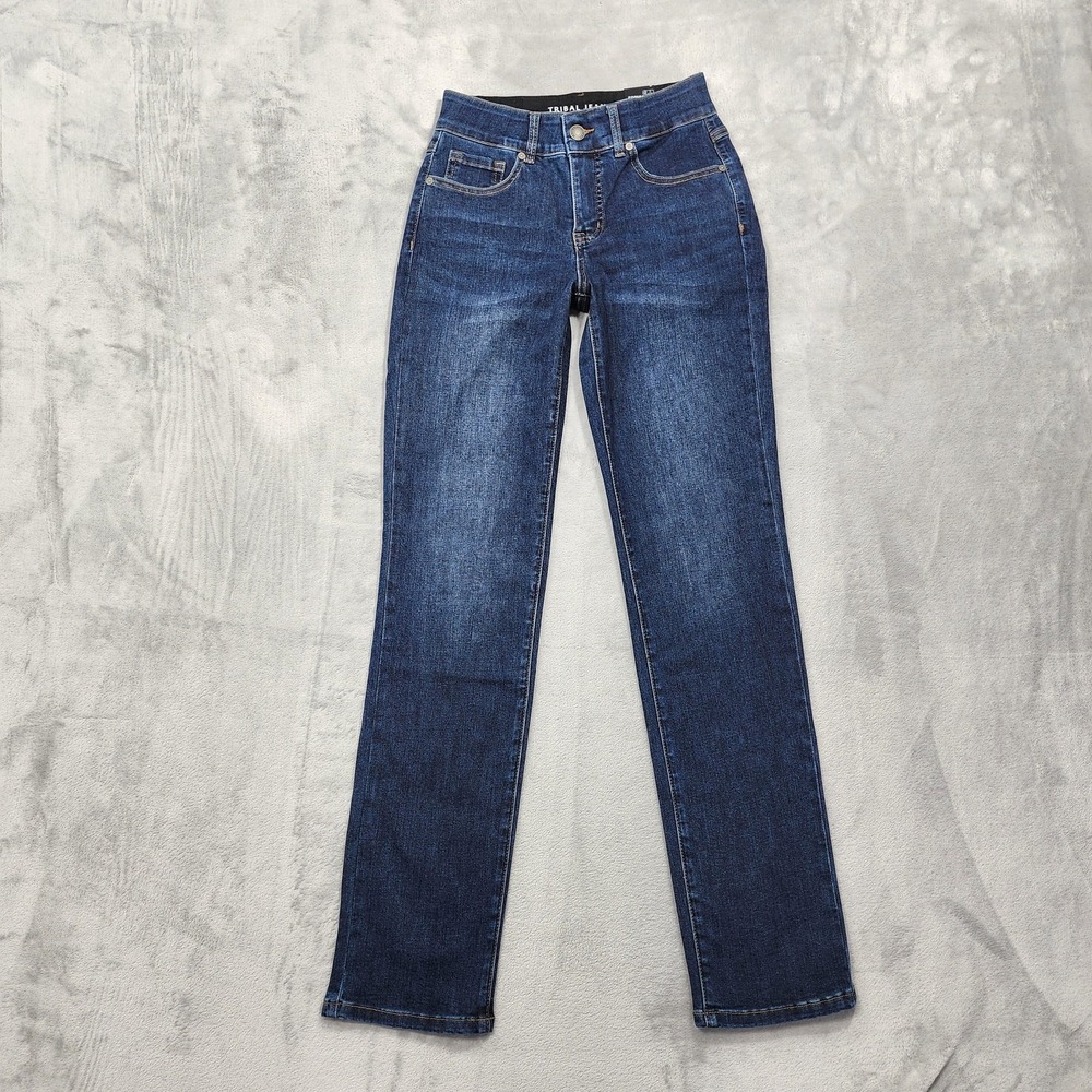 NEW Tribal Jeans Jeans Womens 2 Blue Mid Rise‎ Sophia Curvy Straight Stretch